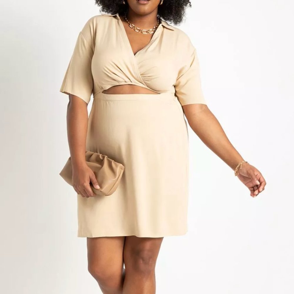 Eloquii women's Mini dress with front cutout detail, lined skirt, Size 14